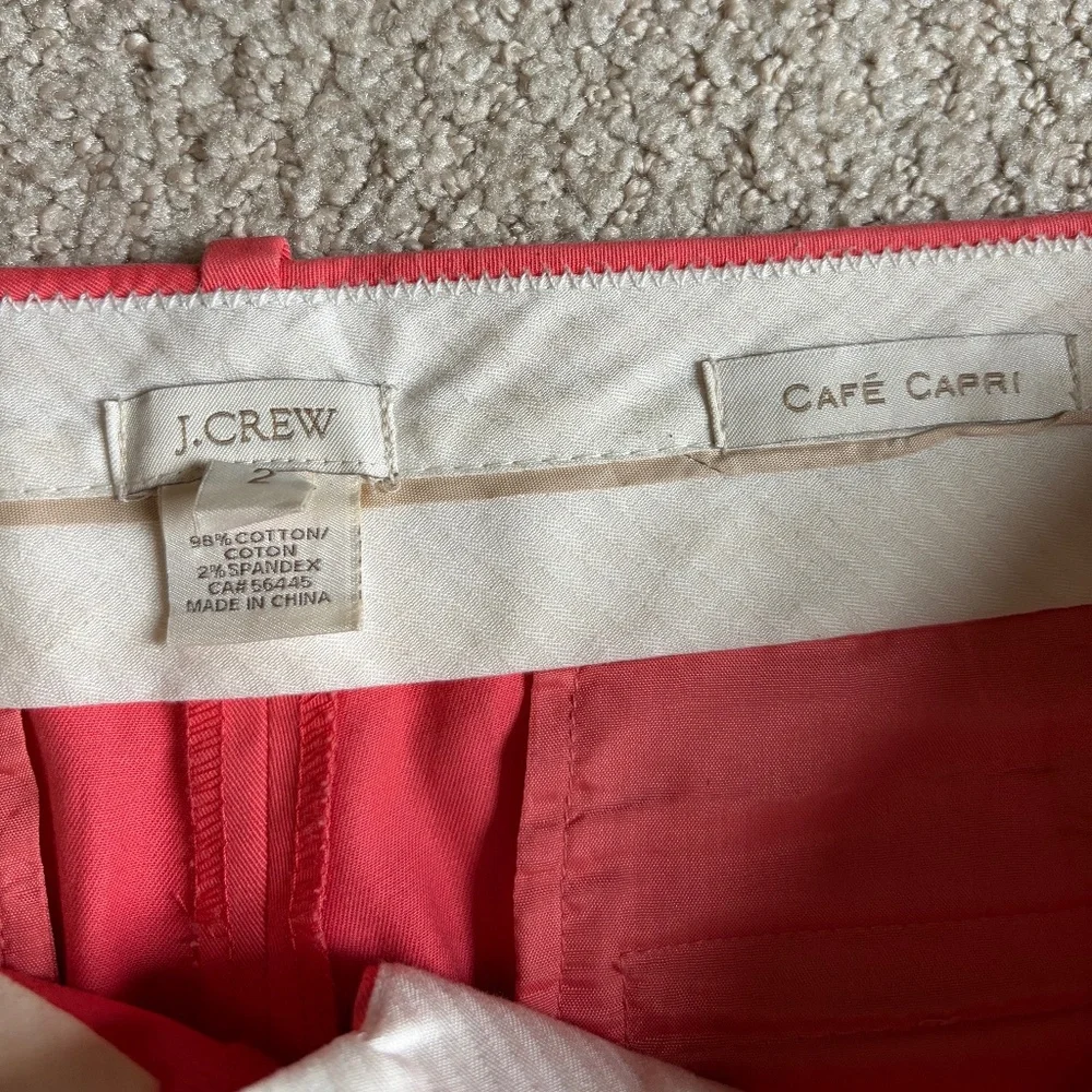 J Crew Cafe Capri chino pants 2 coral